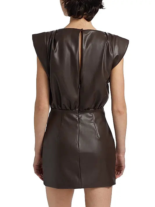 Ronny Kobo Dila Leather Cap-Sleeve Minidress