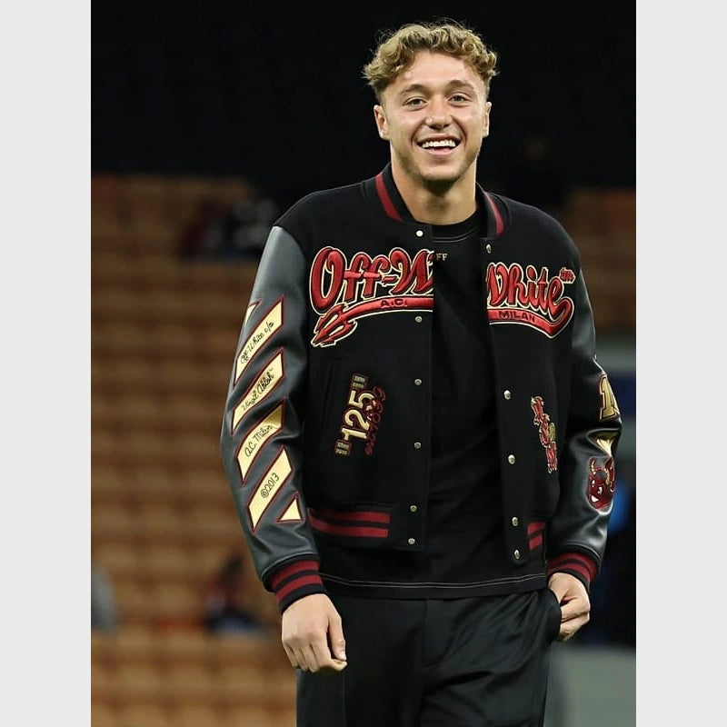 AC Milan Off White Varsity Jacket