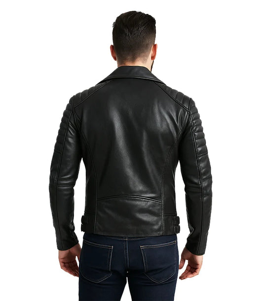Armand Black Leather Biker Jacket