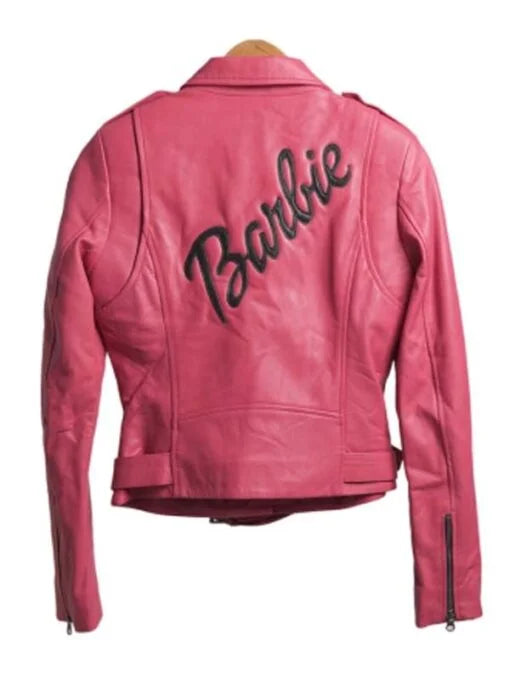 Barbie Pink Biker Style Leather Jacket for Women