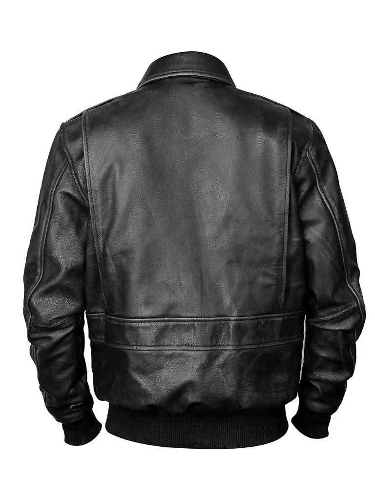 Black A2 Aviator Bomber Leather Jacket