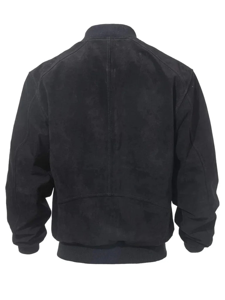 Black Bomber Suede Leather Jacket