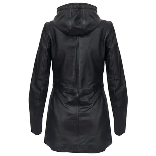 Black Parka Detachable Hood Trench Coat