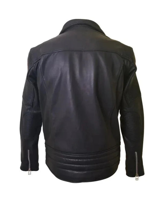Brett’s Biker Style Black Leather Jacket