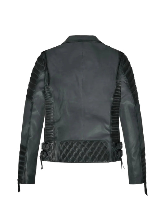 Charlotte Burnt Charcoal Leather Jacket