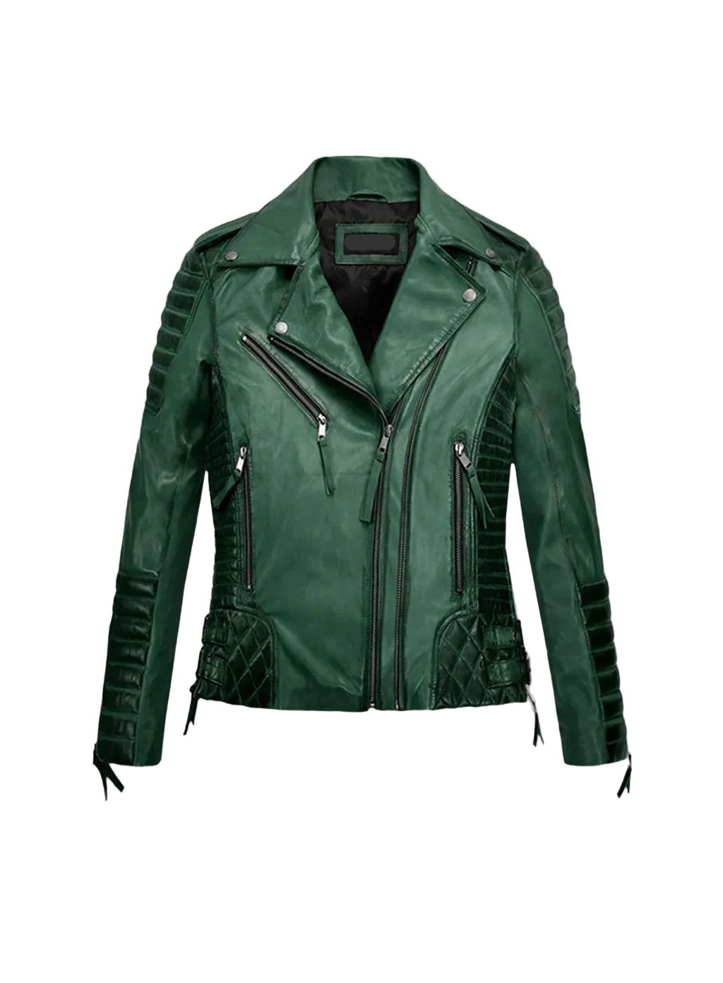 Charlotte Burnt Green Leather Jacket