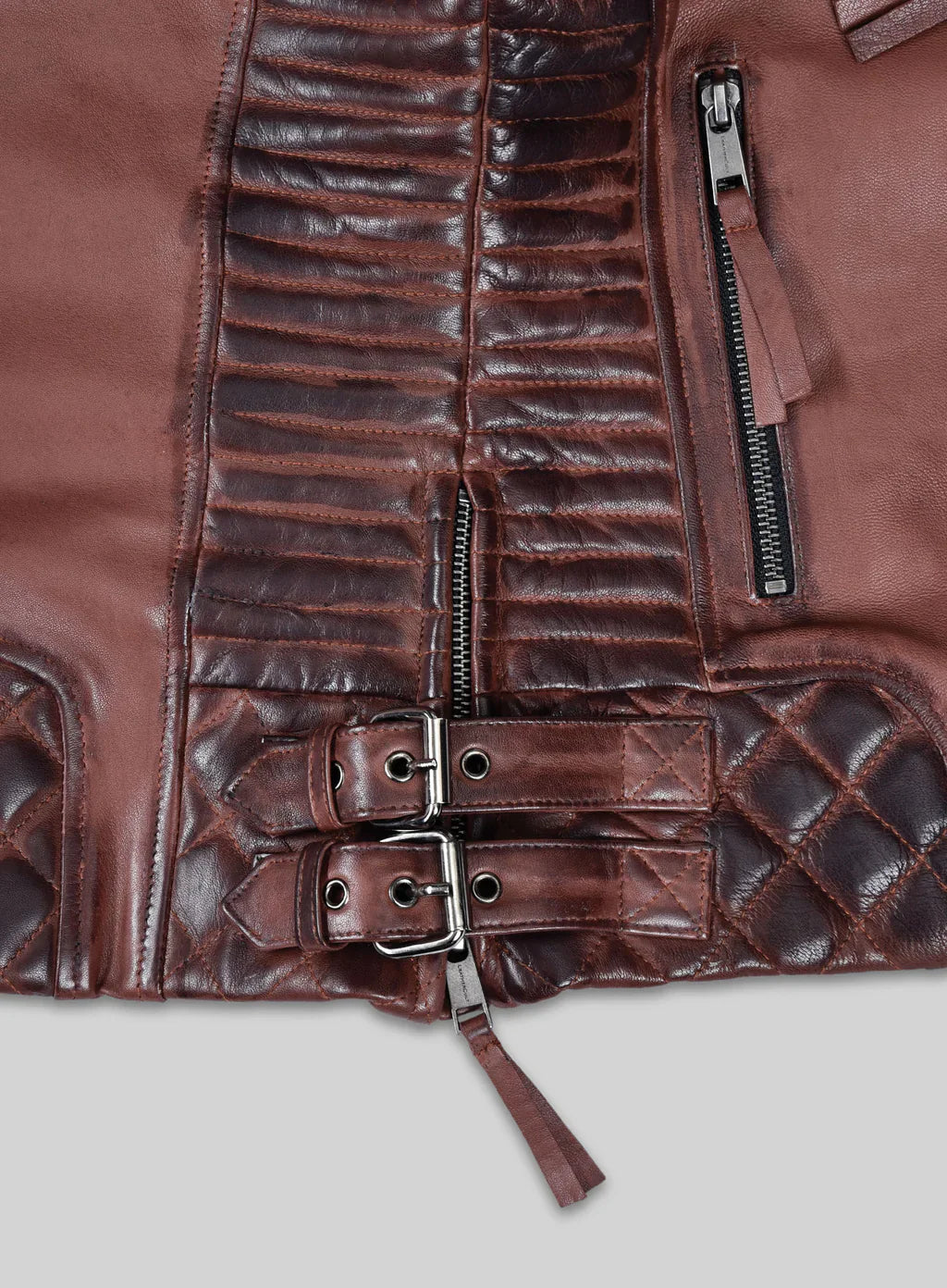 Charlotte Burnt Maroon Leather Jacket