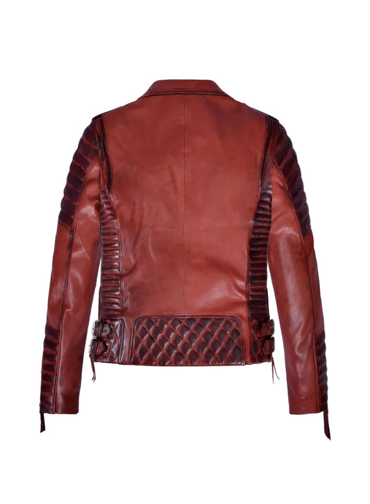 Charlotte Burnt Red Leather Jacket