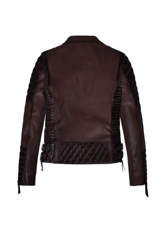 Charlotte Burnt Wine Leather Jacket
