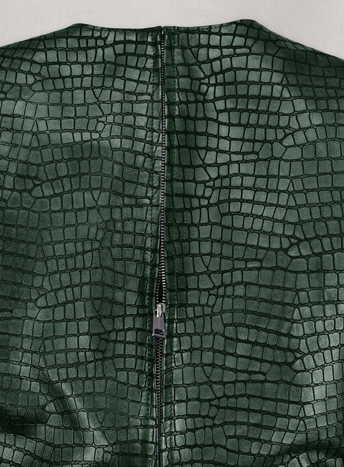 Croc Metallic Green Cacoon Leather Dress
