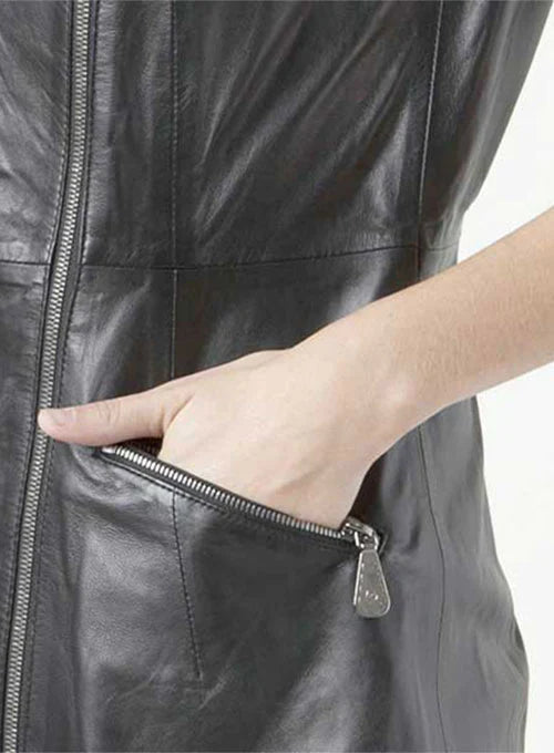 Exposed Zip Leather Dress