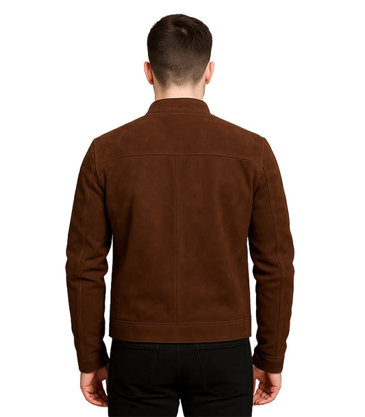 Faisor Mocha Suede Biker Jacket Brown