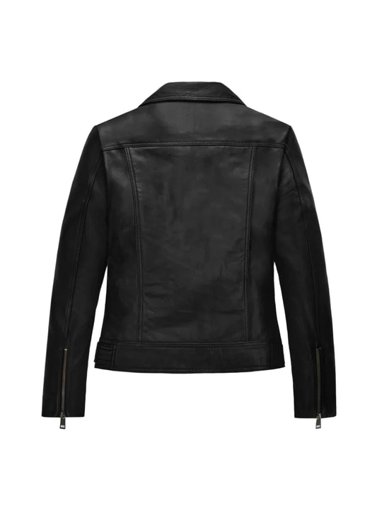 Fearless Fashion – Black Biker Leather Jacket for Women