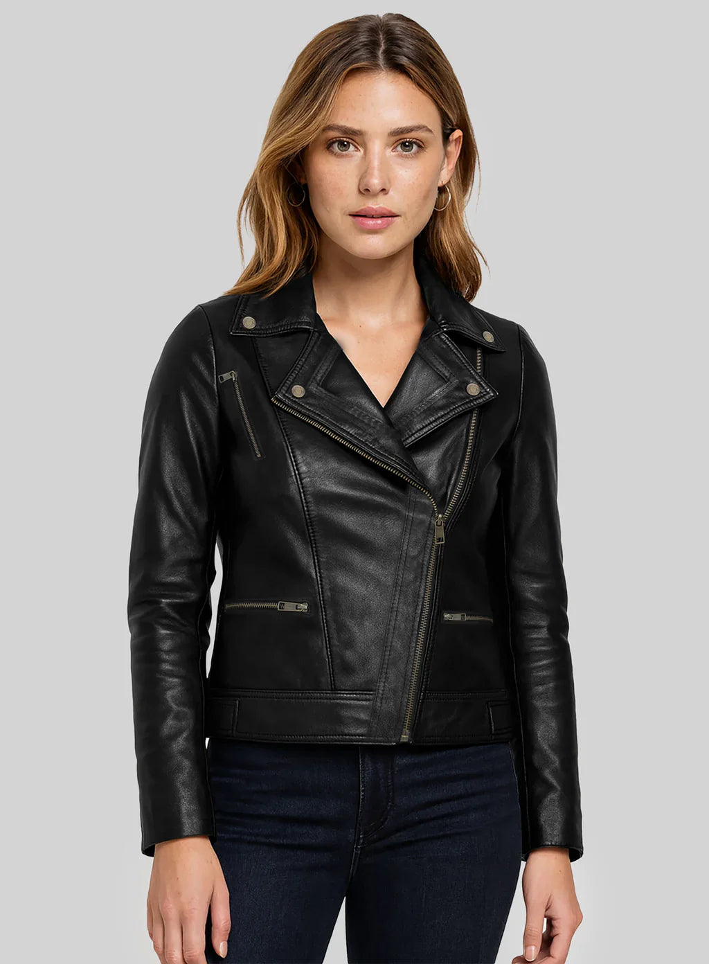 Fearless Fashion – Black Biker Leather Jacket for Women