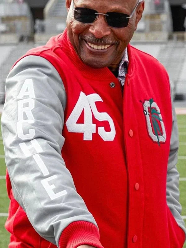 HOMAGE Archie Griffin Red Grey Varsity Jacket
