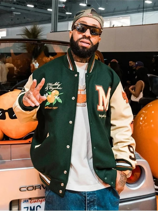 Larry June Midnight Organic Varsity Jacket