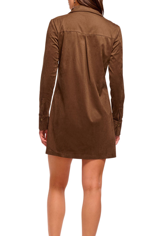 Maria Suede Leather Shirt Dress