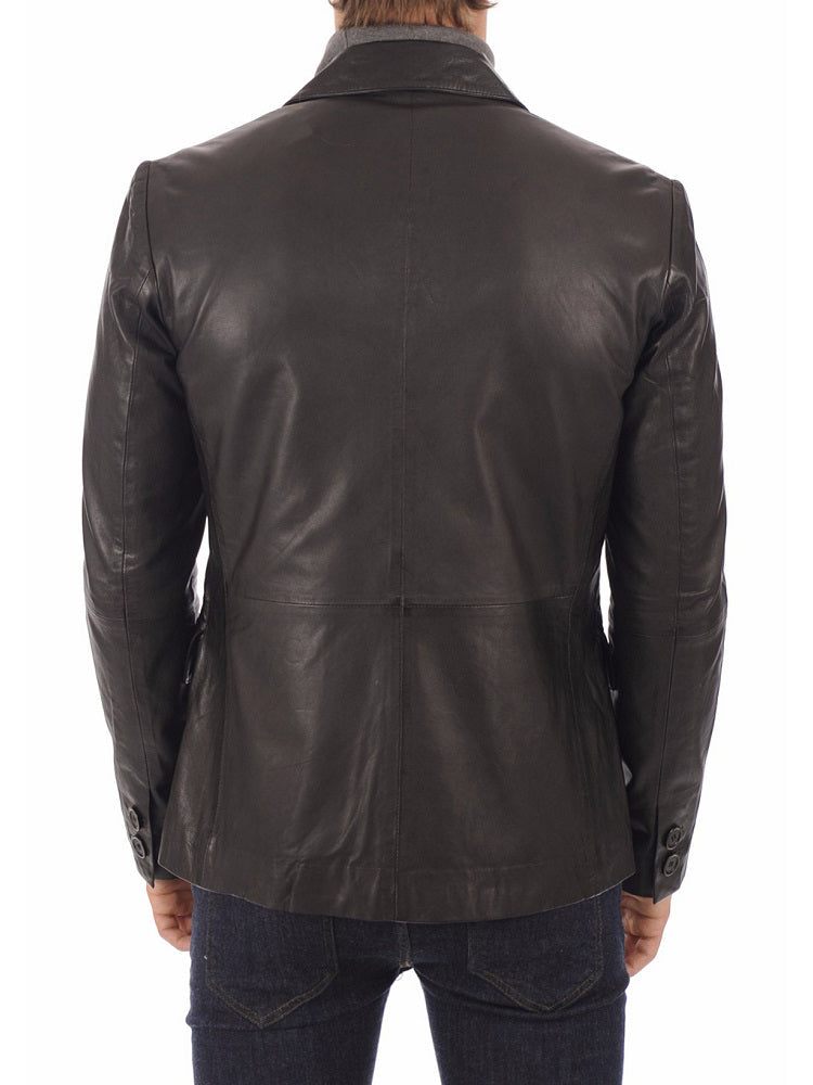 Black Real Lambskin Leather Blazer