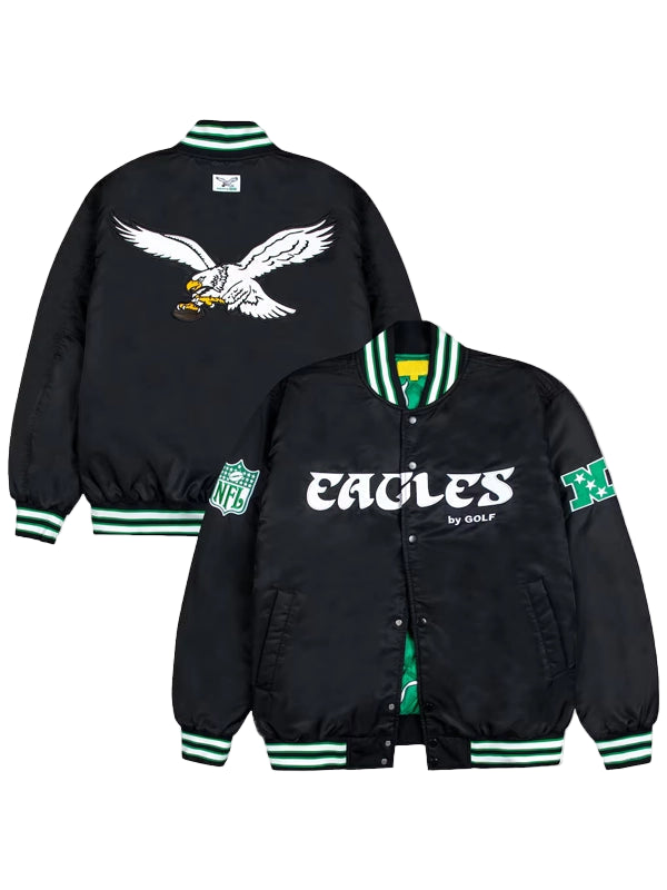 Philadelphia Eagles GOLF WANG Satin Bomber Jacket