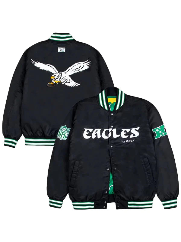 Philadelphia Eagles GOLF WANG Satin Bomber Jacket
