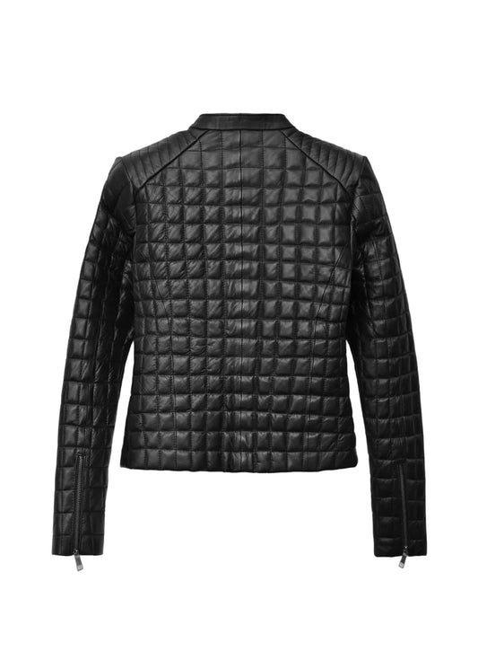 Quilted Biker Leather Jacket for Women