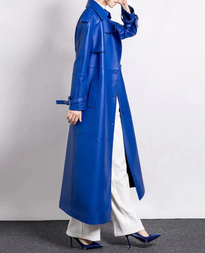Royal Blue Full Length Trench Coat