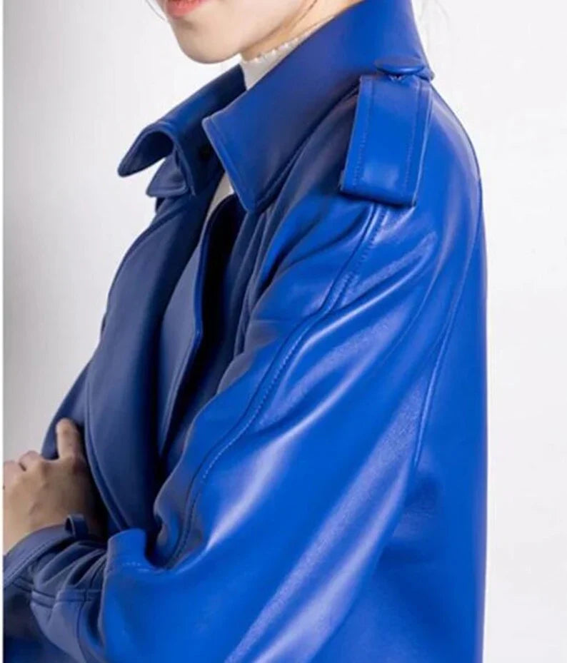 Royal Blue Length Trench Coat