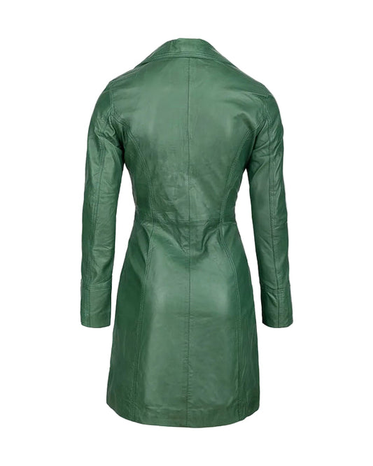 Shop Stylish Green Leather Coat For Women