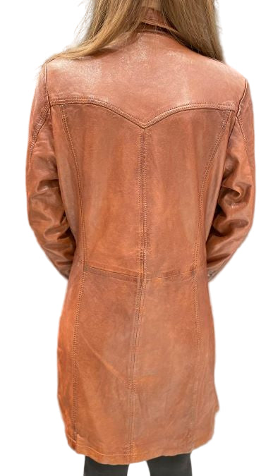 Shop Women's Stylish Long Leather Coat