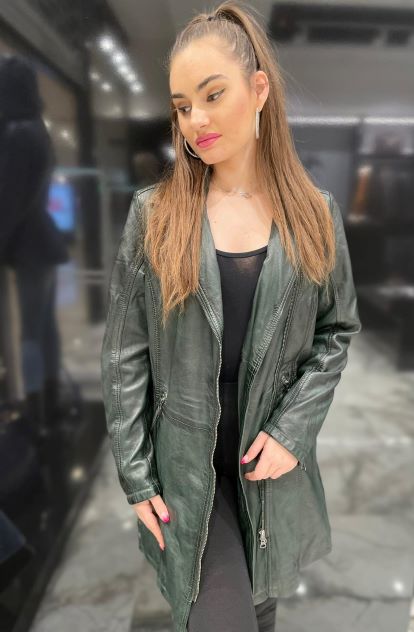 Shop Women's Stylish Long Leather Coat