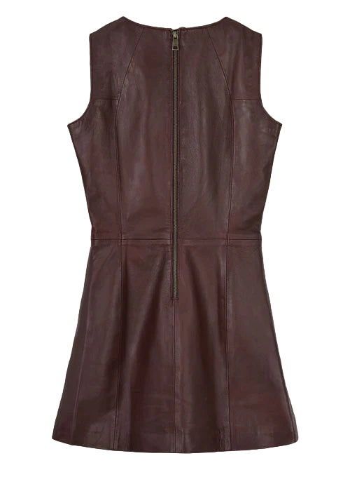 Soft Maroon Wax Miller Leather Dress
