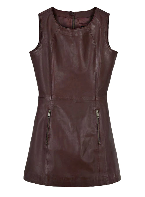 Soft Maroon Wax Miller Leather Dress