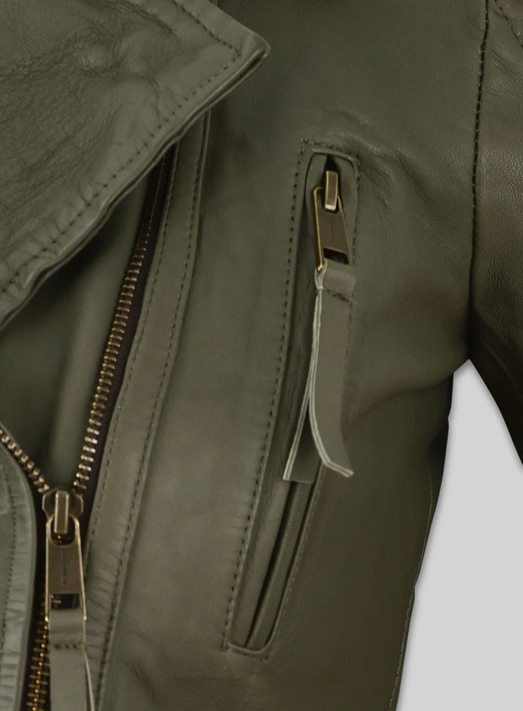 Stylish Olive Green Biker Jacket for Women