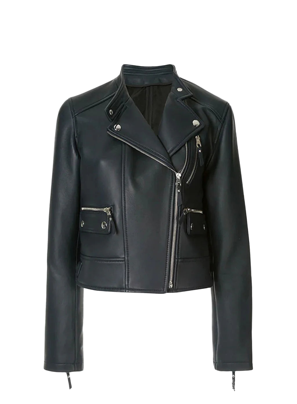 Stylish Women's Blue Motorcycle Jacket