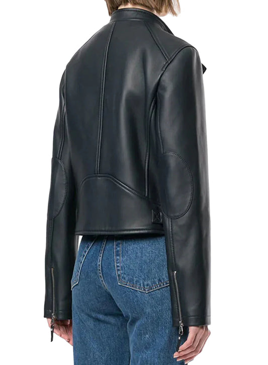Stylish Women's Blue Motorcycle Jacket