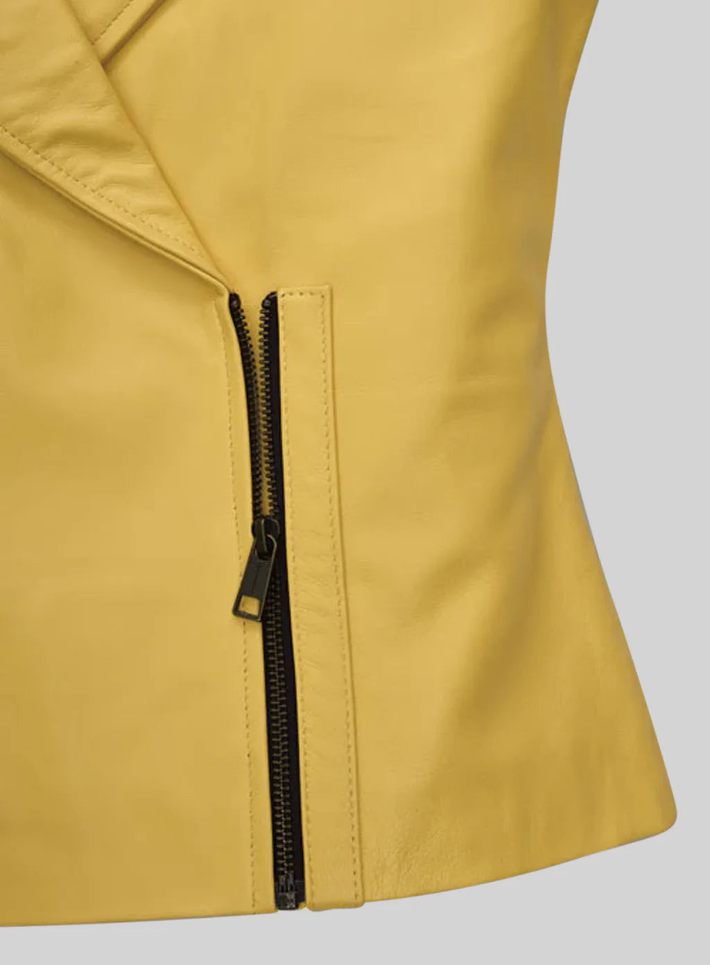 Stylish Women's Yellow Leather Biker Jacket