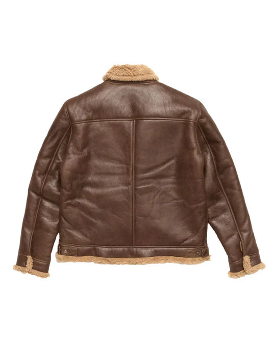 Tan Brown Shearling Leather Jacket