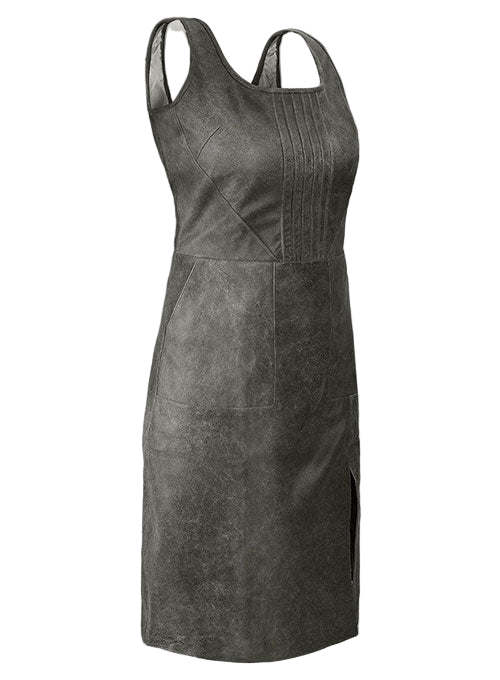 Vintage Dirty Gray Neve Campbell Leather Dress