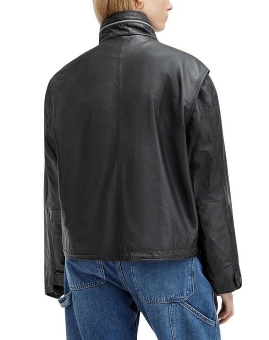 Yara Black Slouchy Leather Jacket