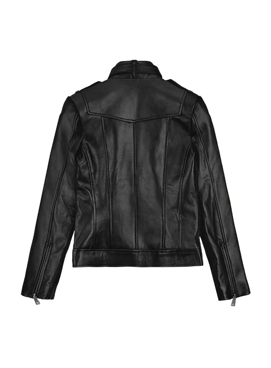 Women's Biker Leather Jacket with Multiple Pockets