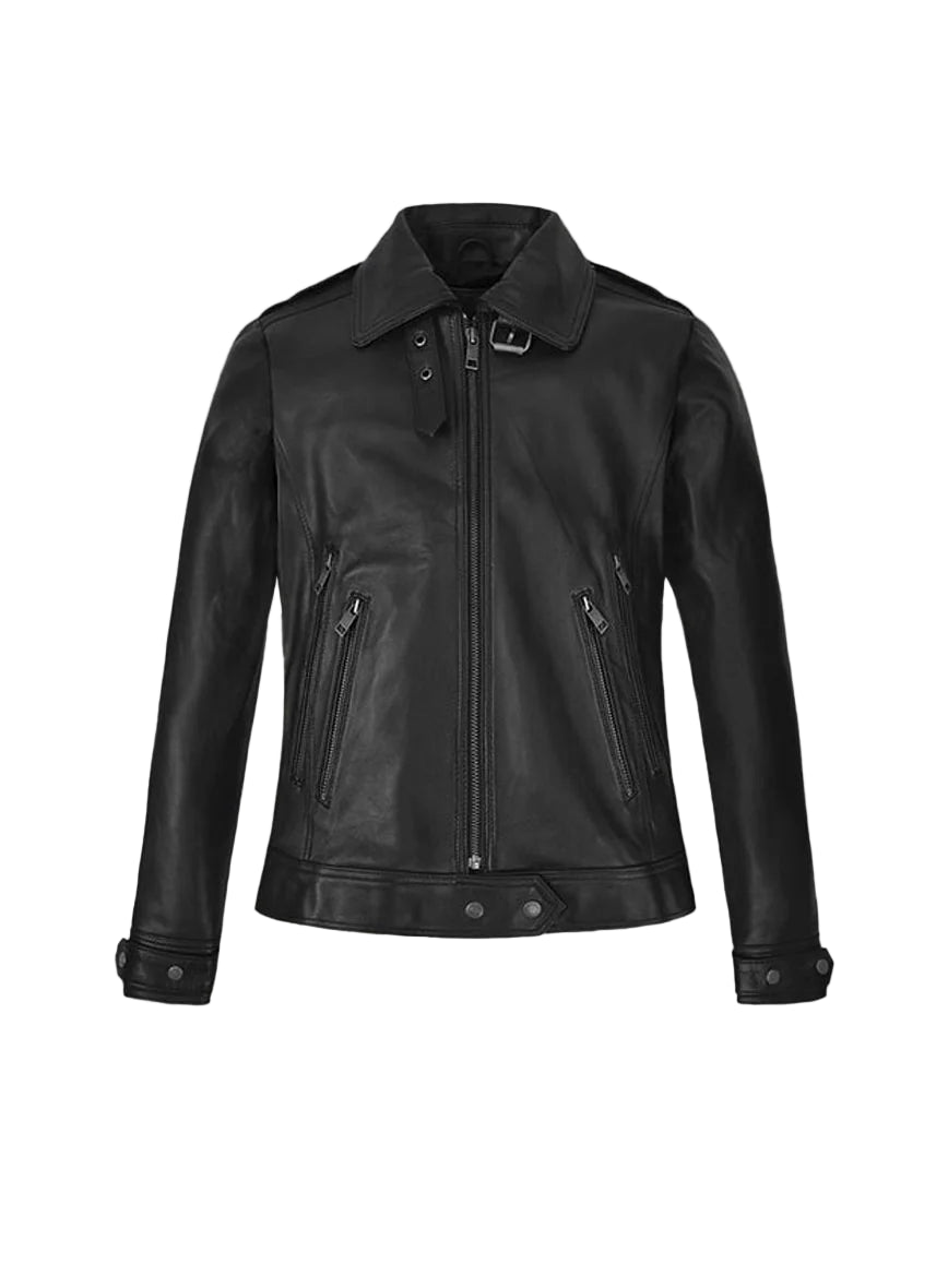 Women's Black Biker Leather Jacket