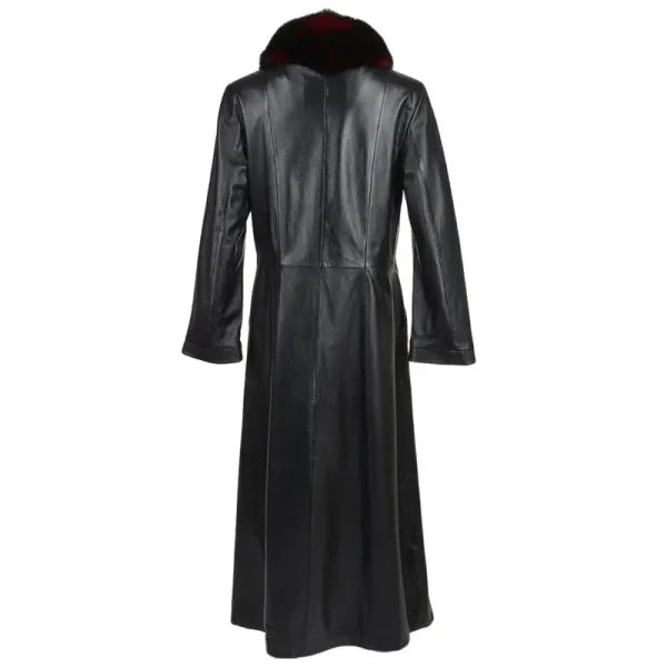 Women's Black Real Leather Trench Coat