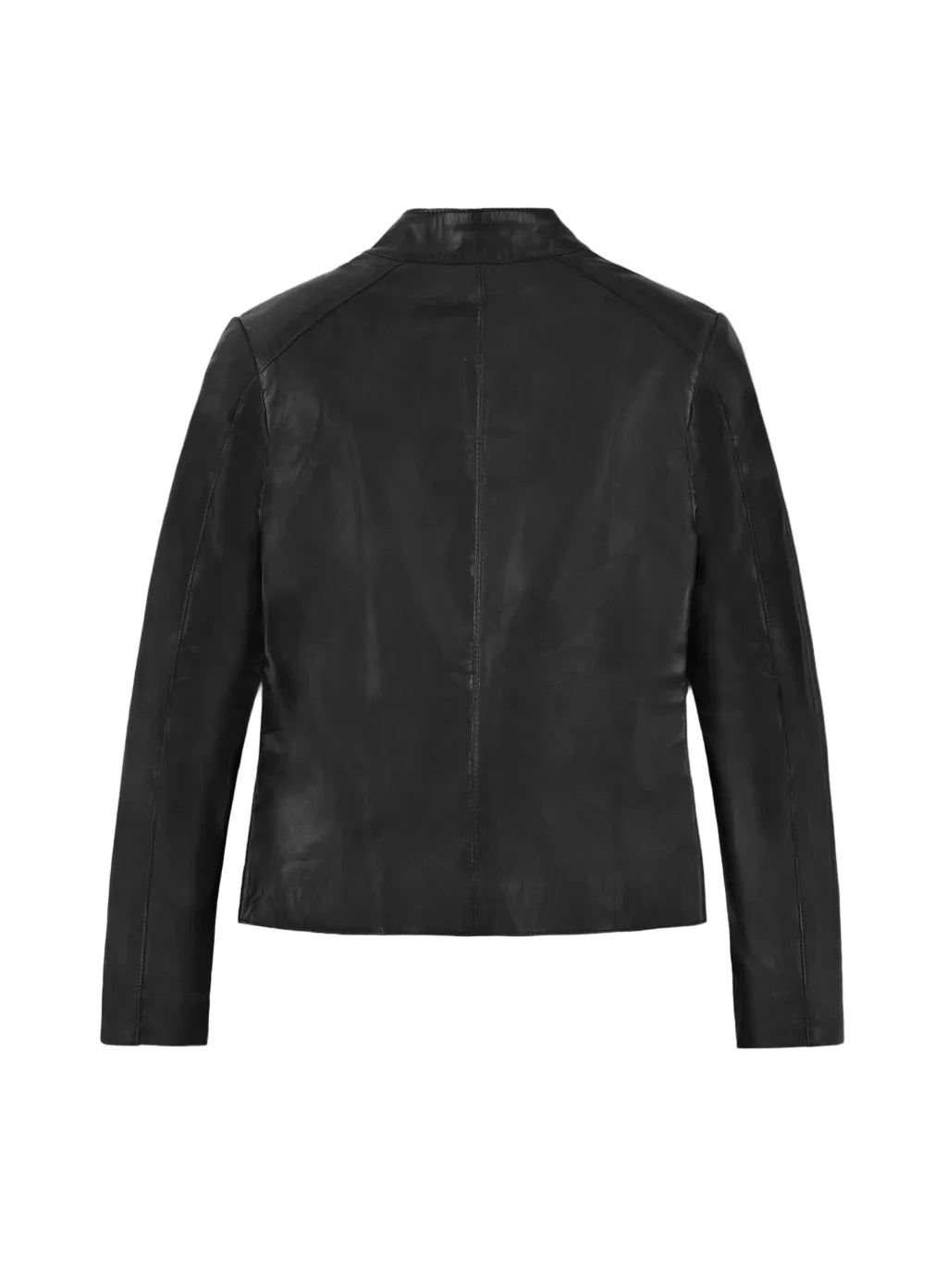 Women’s Black Slim Fit Biker Leather Jacket | Front Zipper Style