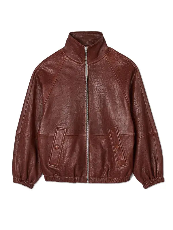 Women’s Brown Oversized Crocodile Leather Jacket