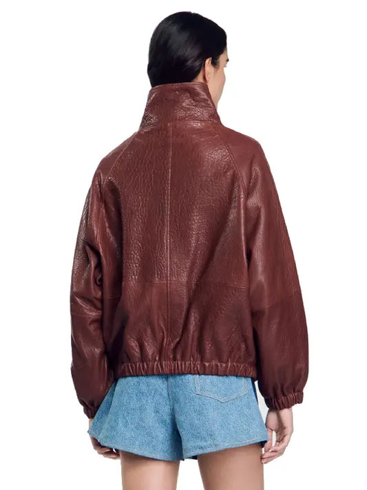 Women’s Brown Oversized Crocodile Leather Jacket