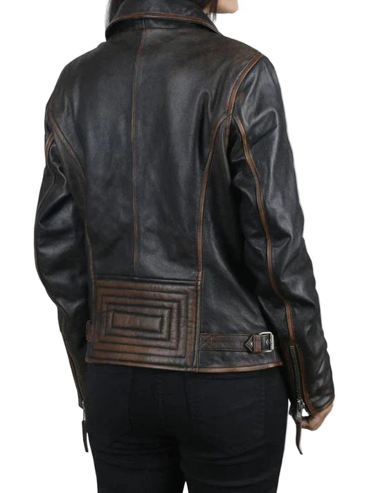 Women's Dark Brown Biker Leather Jacket