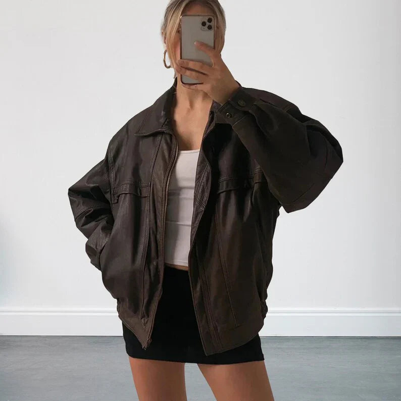 Women's Oversized Leather Jacket