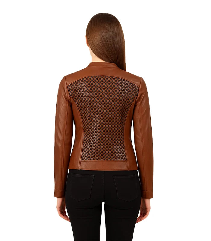Women brown leather jacket