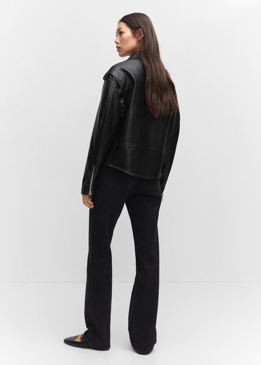 Womens Oversized Leather Effect Jacket