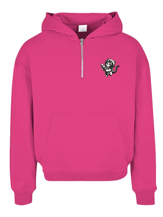 Rocket Paws Custom Hoodie Pink Space Cat Graphic Pullover